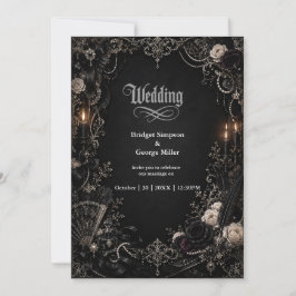 Convites Casamento Pérola Rosa Barroco Vitoriano Gótico