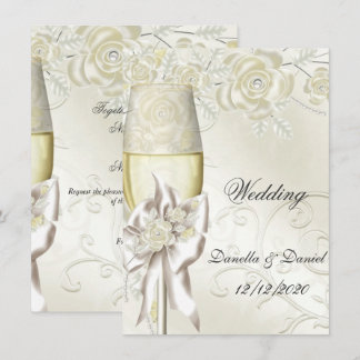 Convites Casamento Pérolas Creme Florais Rosas Douradas 2