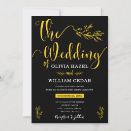 Convites Casamento Personalizado Amarelo Botânico Negro Ele