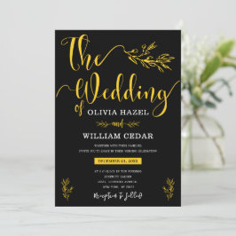 Convites Casamento Personalizado Amarelo Botânico Negro Ele