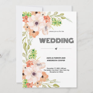Convites Casamento Personalizado Aquarela Floral
