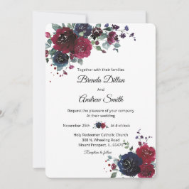 Convites Casamento Personalizado Azul Marinho e Borgonha