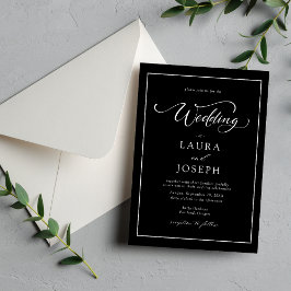 Convites Casamento Personalizado Clássico Elegante Preto e 