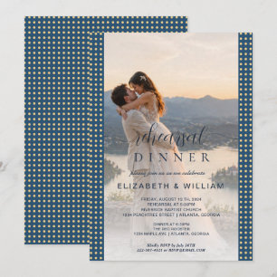 Convites Casamento personalizado com bolinhas azuis e doura