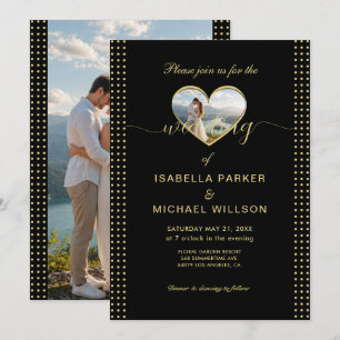 Convites Casamento personalizado com bolinhas douradas e pr