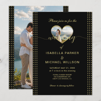 Convites Casamento personalizado com bolinhas douradas e pr