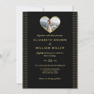 Convites Casamento personalizado com bolinhas douradas e pr