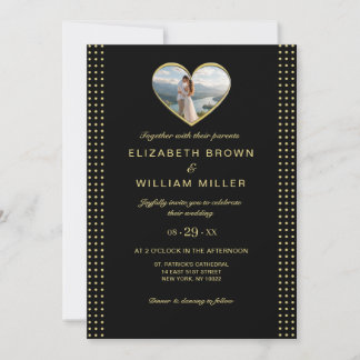 Convites Casamento personalizado com bolinhas douradas e pr