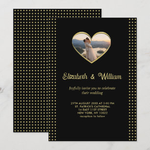 Convites Casamento personalizado com bolinhas douradas e pr
