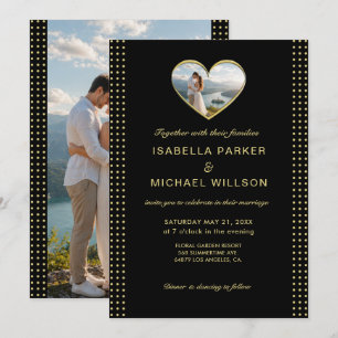Convites Casamento personalizado com bolinhas douradas e pr