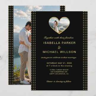 Convites Casamento personalizado com bolinhas douradas e pr