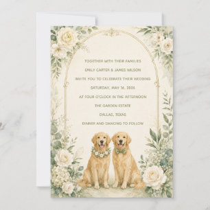 Convites Casamento Personalizado com Cachorro Golden Retrie