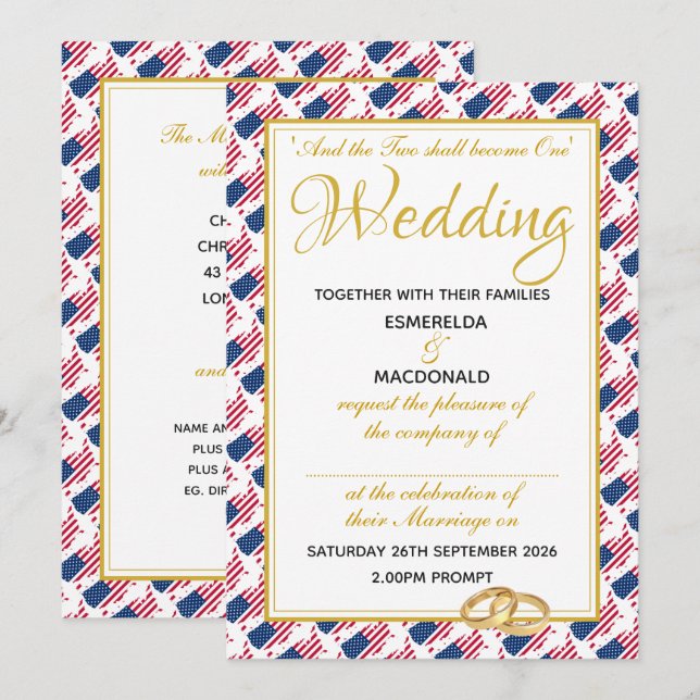Convites Casamento Personalizado com Escrituras Cristãs nos (Frente/Verso)