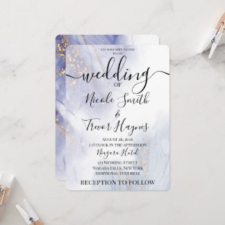 Convites Casamento Personalizado com Tinta Alcoólica Azul R