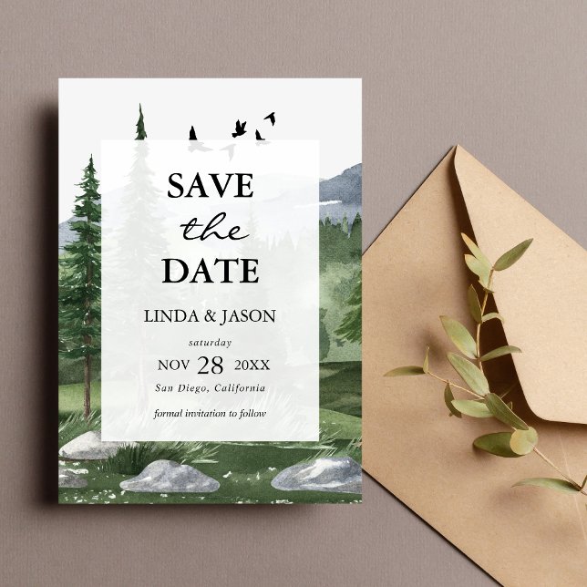 Convites Casamento Personalizado Da Floresta Pine Salve O C (Criador carregado)