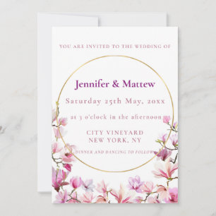 Convites Casamento Personalizado Da Magnólia Rosa Delicada
