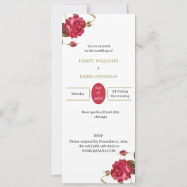 Convites Casamento Personalizado das Flores Vermelhas Elega
