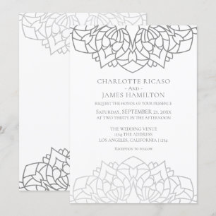 Convites Casamento Personalizado De Cinza Mandala Silver