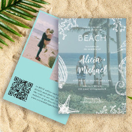 Convites Casamento personalizado de colagem de fotos QR na 