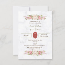Convites Casamento Personalizado de Flor de Rosa Elegante