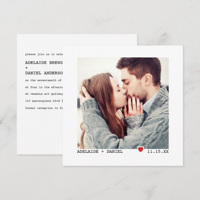 Convites Casamento Personalizado de Fotografia de Tipo Minm (Frente/Verso)