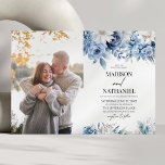 Convites Casamento Personalizado de Fotos Florais Azuis Dus<br><div class="desc">Esta é uma foto personalizada de foto de casamento das flores azuis poeirentas!</div>