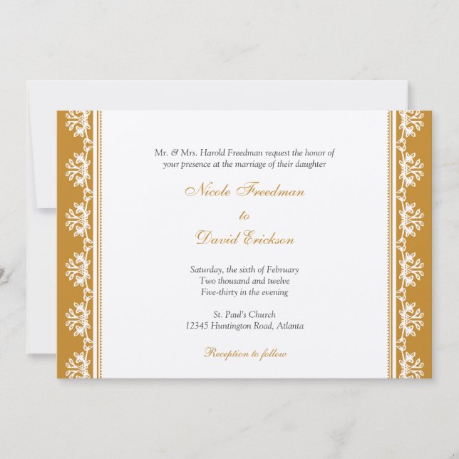 Convites Casamento personalizado de fronteira com o filigre (Frente)