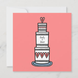 Convites Casamento Personalizado De Ilustração De Bolo De C