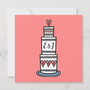 Convites Casamento Personalizado De Ilustração De Bolo De C
