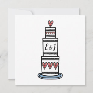 Convites Casamento Personalizado De Ilustração De Bolo De C