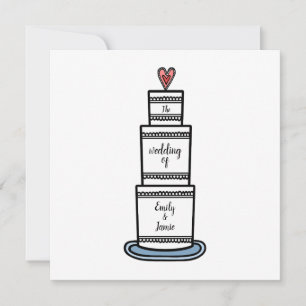 Convites Casamento Personalizado De Ilustração De Bolo De C