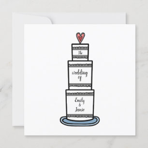 Convites Casamento Personalizado De Ilustração De Bolo De C