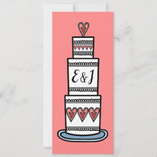 Convites Casamento Personalizado De Ilustração De Bolo De C