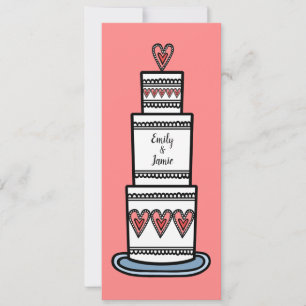 Convites Casamento Personalizado De Ilustração De Bolo De C