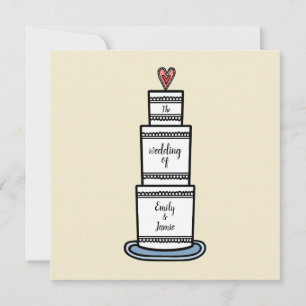 Convites Casamento Personalizado De Ilustração De Bolo De C