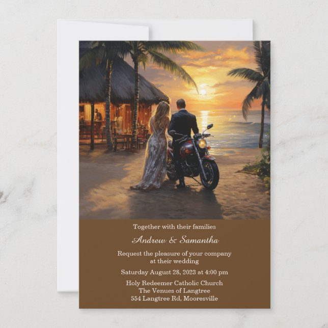 Convites Casamento Personalizado De Motocicletas (Frente)