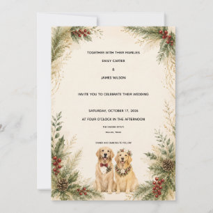 Convites Casamento Personalizado de Natal com Retriever Dou