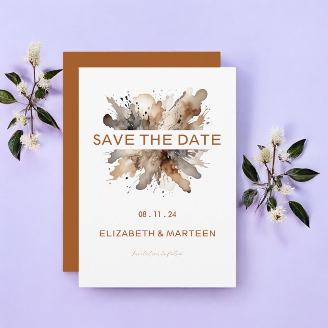 Convites Casamento Personalizado de Outono de Cores de Água (Criador carregado)