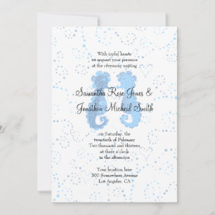 Convites Casamento Personalizado de Pointillismo Azul e Bra
