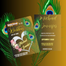 Casamento Personalizado De Rosa E Pavão Elegante