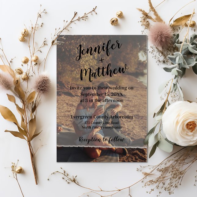 Convites Casamento Personalizado de Sobreposição de Fotos d (Criador carregado)