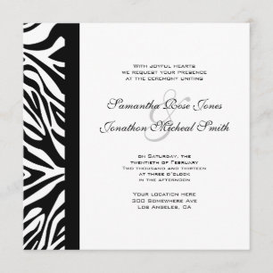Convites Casamento Personalizado de Zebra Negra e Branca