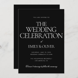 Convites Casamento Personalizado do Elegante Negro Negro Ne