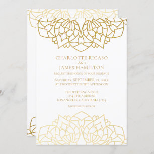 Convites Casamento Personalizado do Padrão Branco Dourado M