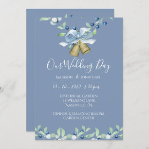 Convites Casamento Personalizado Elegante De Script Azul bo