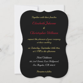 Convites Casamento Personalizado Elegante Preto Dourado Pra