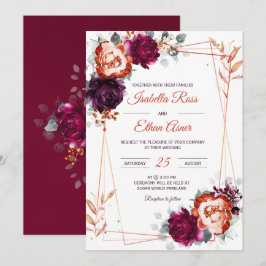 Convites Casamento Personalizado em Ameixa, Malva e Laranja