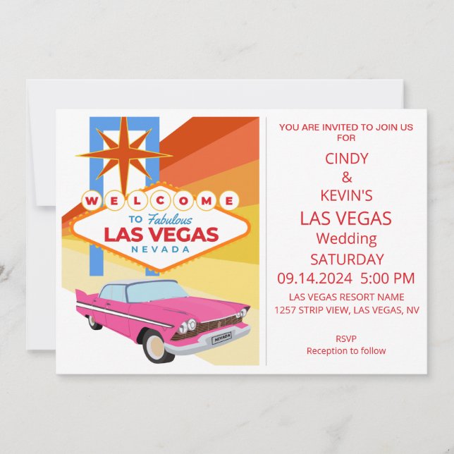 Convites Casamento Personalizado em Las Vegas (Frente)