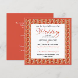 Convites Casamento Personalizado Quadrado CorAL ROSA Floral