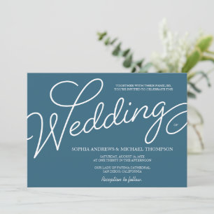 Convites Casamento Personalizado Romântico Azul e Branco